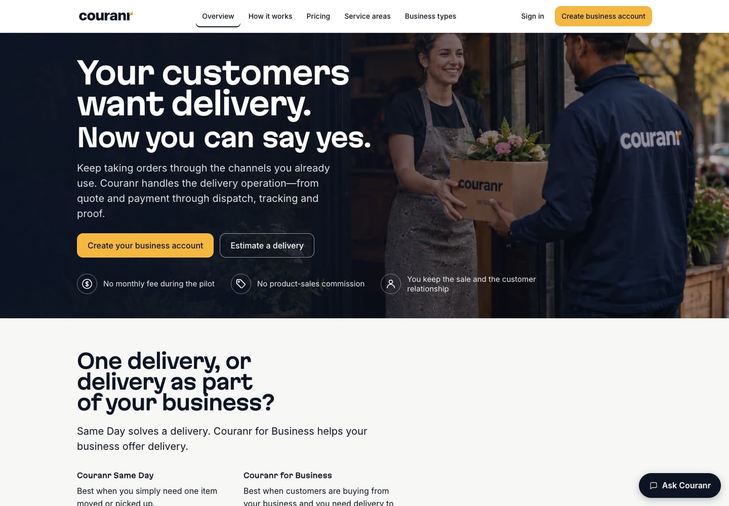Couranr for Business same-day local delivery platform
